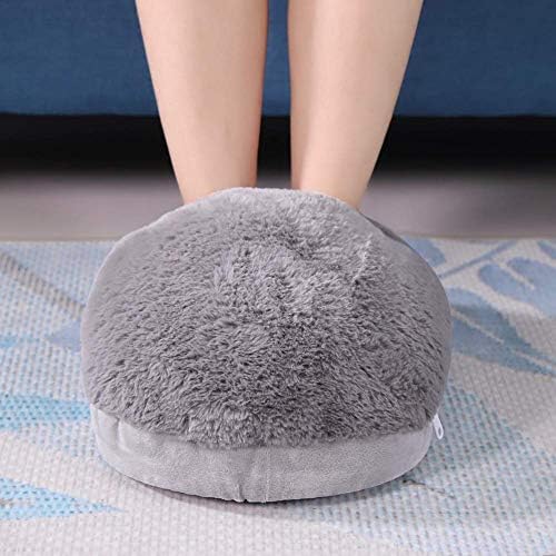 USB Electric Heated Foot Warmer, Plush Foot Heater, Rechargeable Kneading Massager, Thermal Slipper, Pain Relief, Heat Therapy, (Grey) - Image 6