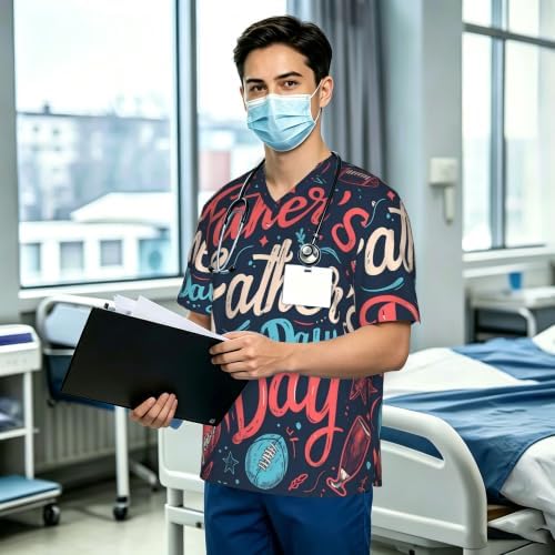 Men's Scrub Top,V-Neck Spill Wrinkle Resistant,3 Pockets-Father's Day (8) - Image 3