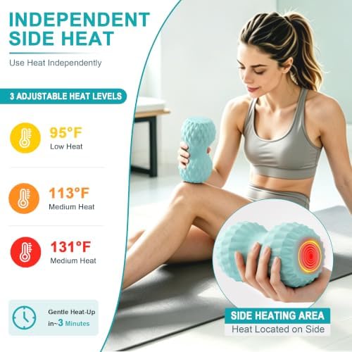 HODEMI Vibrating Peanut Massage Ball with Heat, Deep Tissue Trigger Point Massager for Back, Neck & Spine, Double Lacrosse Design for Myofascial Release & Muscle Relaxation - Image 4