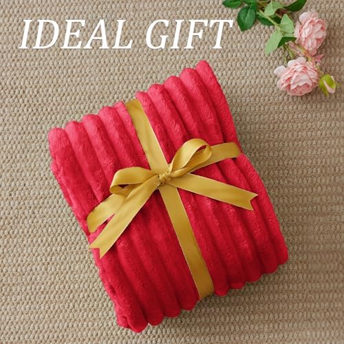 BEDELITE Ribbed Red Throw Blanket for Couch, 50"x60" - Image 6