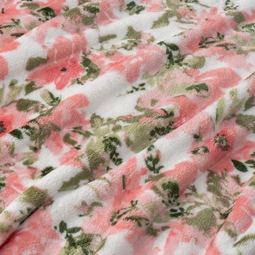 Berkshire Blanket-Classic Heavyweight Soft Printed VelvetLoft® Plush Blanket, Full/Queen Size Soft Fuzzy Warm Blanket for Couch Sofa Bed, Abstraction Pink Green, 90in x 90in - Image 7