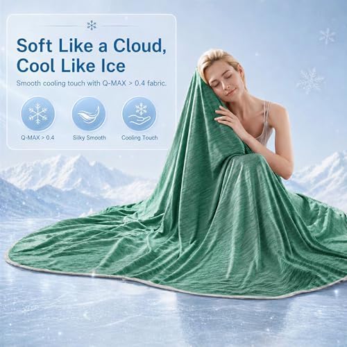 Cooling Blanket for Hot Sleepers - Lightweight Breathable Cool Cold Blanket - Keep Cool for Night Sweats, Soft Thin Ice Throw Blankets for Bed Couch Sofa, (Green, 50"x70") - Image 4