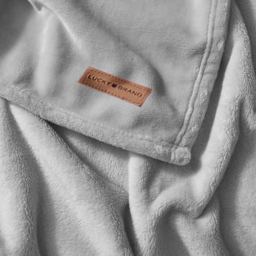 Lucky Brand Solid Plush 50"x70" Throw Blanket, Glacier Gray - Soft, Cozy, and Timeless Comfort - Image 3