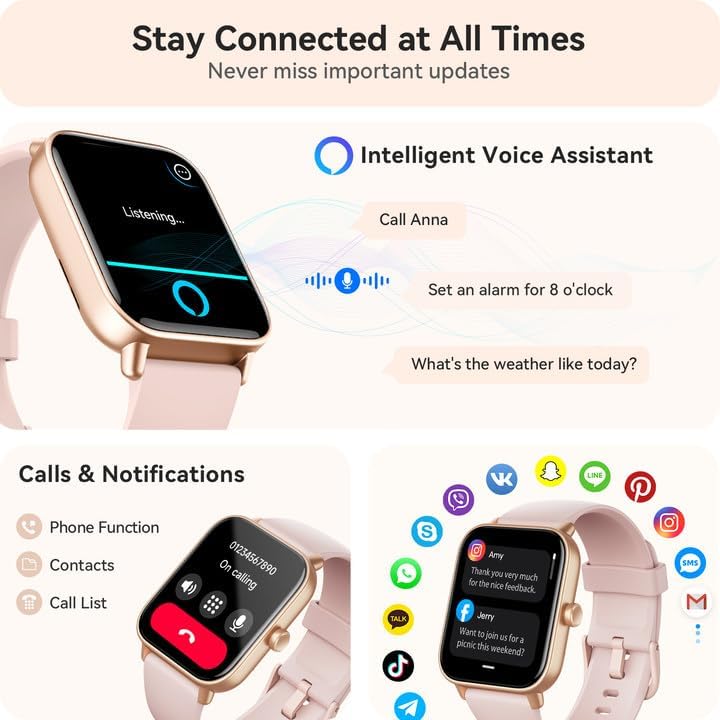 Smart Watch for Women Android & iPhone, Alexa Built-in, IP68 Waterproof Activity Fitness Tracker with Bluetooth Call (Answer/Make), 1.8" Smartwatch with Heart Rate/SpO2/Sleep Monitor, 100+ Sports Mode - Image 3