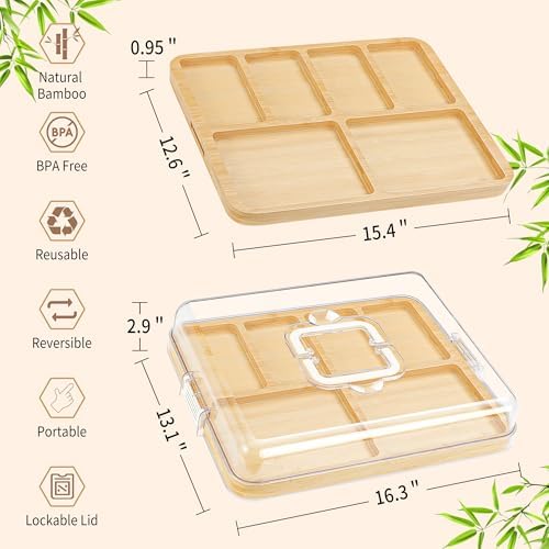 CAWIU Large Charcuterie Board with Lid, Portable Cheese Board & Snack Tray - Image 4