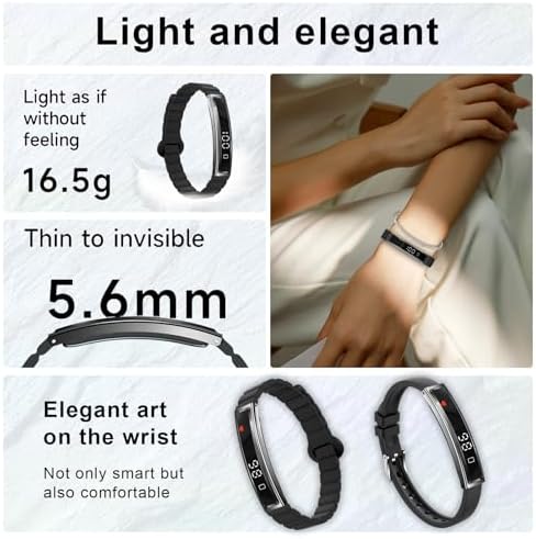 Efolen Smart Bracelet for Women,Ultralight Fitness Tracker Smart Wristband with Heart Rate/Blood Oxygen/Sleep Monitor/Pedometer,Slim Smartwatch for Android iPhone,Activity Tracker,2 Band,Black - Image 2