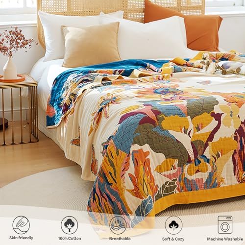 VANJOROY Boho Throw Blanket, 100% Organic Cotton 50x60 for Couch Bed, Beige - Image 3