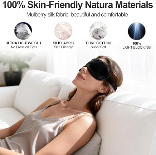 Silk Sleep Mask for Sleeping, Blackout Eye Mask with Adjustable Strap - Image 2
