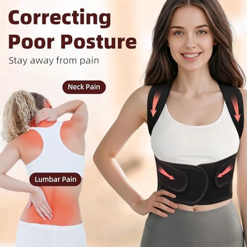 Posture Corrector Back Brace for Men and Women, Adjustable Full Back Support for Posture Improvement & Pain Relief, Shoulder Straightener for Spine Alignment & Posture Correction, Size S(24-30.3 in) - Image 4