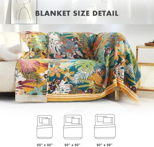 MSGKV Boho Throw Blanket 60"x80" Cotton Floral Blanket for Couch Sofa Bed - Image 3