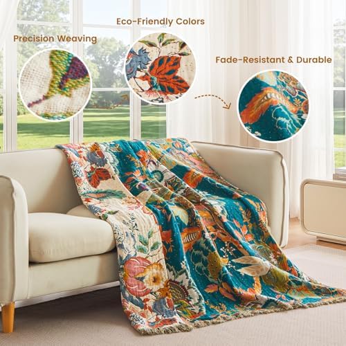 MSGKV Boho Throw Blanket 50"x60" 100% Cotton Vine Blanket for Couch Bed - Image 4