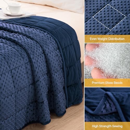 Wemore Weighted Blanket for Adults 25 lbs King Size 80"x87" Navy Blue - Image 5