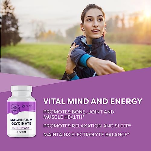 VIMERGY Magnesium Glycinate – Stress Support – Chelated to Avoid Tummy Upset*– Promotes Heart Health & Energy*– Kosher, Vegan Gluten-Free – 60 Caps (Pack of 2) - Image 2