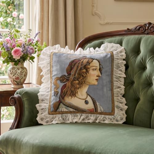patdrea Designer French Velvet Throw Pillow Cover,18"x18"-Botticelli A - Image 2