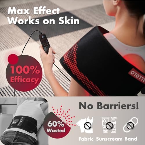 ALLOLO Red Light Therapy for Body, 3 in 1 LEDs Red Light Therapy Belt with Timer Remote Control, 660nm 850nm Infrared Light Therapy Pad for Body Waist Shoulder Knee, 39" x 7.7" Large Area - Image 6