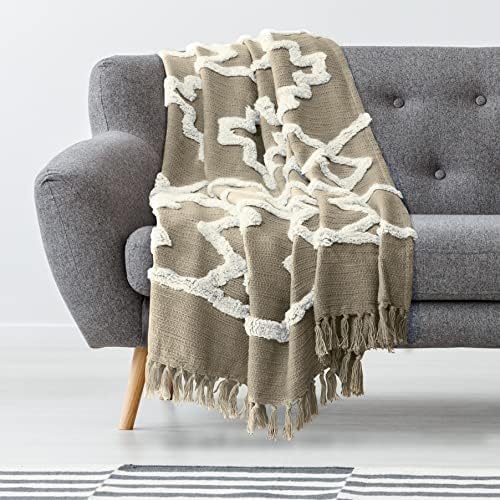 Americanflat 50x60 Throw Blanket - Soft and Breathable Cotton Throw Blanket for Couch, Bed, Chair - Decorative Blankets Perfect for Home, Office, or Outdoor Use - Chocolate and White Tufted Design - Image 3
