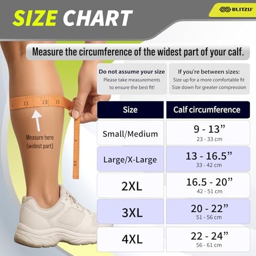 BLITZU Calf Compression Sleeves, 3 Pairs, Shin Splint Relief Running Socks - Image 6