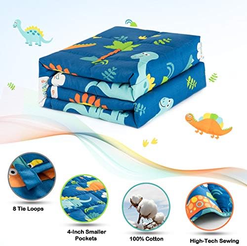 Sivio Cotton Weighted Blanket for Sleeping, 41"x60" 10 lbs, Blue Dinosaur - Image 4