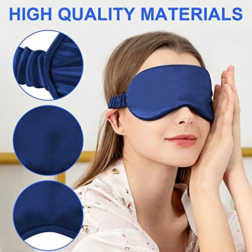 IEKEODI 2 Pack Silk Sleep Masks, Light Blocking Eye Masks, Black&Navy Blue - Image 3