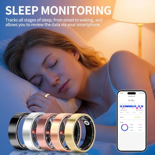 Smart Ring Fitness & Sleep Tracker HR Monitor (Gold, 9) - Image 3