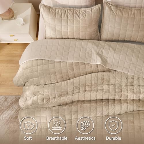 BEDELITE Velvet Quilt Set Queen Size, Luxury Velvet Comforter Bedding - Image 4