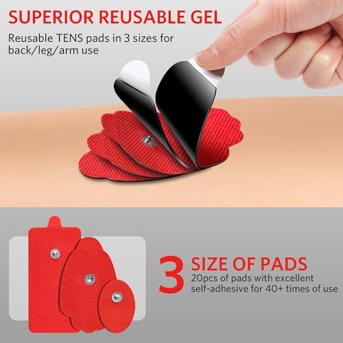 BESTEK TENS Unit Muscle Stimulator, 3-in-1 60 Program with 20 Replacement Pads, Rechargeable EMS Massage Machine for Back, Sciatica,Shoulder,Knee Pain Relief - Image 6