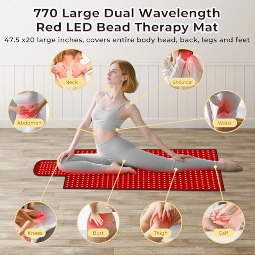 LITDUCK Body Red Light Therapy Mat, Eligible Red Light Therapy Blanket, 2in1 LEDs(660nm& 850nm), Premium Leather, Adjustable Timer & Intensity 36.3"*15.8" - Image 5