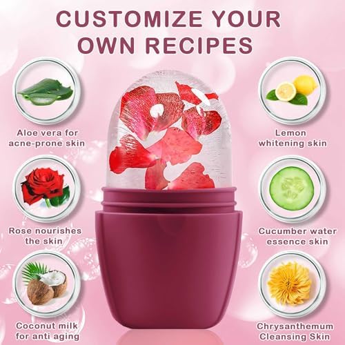 XHJRI Ice Face Roller Massager,Ice Cube Roller for Face, Eyes and Neck Naturally Conditioning and Skin Care,De-Puff Eye Bags,Reduce Migraine Pain,Reusable Massage Silicone Ice Mold (Upgrade Rose) - Image 4