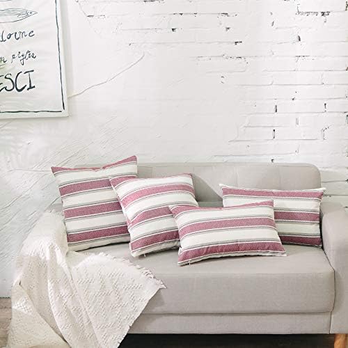 Stripe Pillow Case Soft Linen Square Decorative Throw Cushion Cover Pillowcase with Hidden Zipper for Sofa 18" x 18 " - Image 6