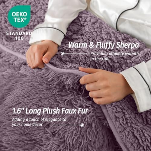 Wemore Weighted Blanket for Adult 48"x72" 15lbs Soft Long Plush Twin Purple - Image 2