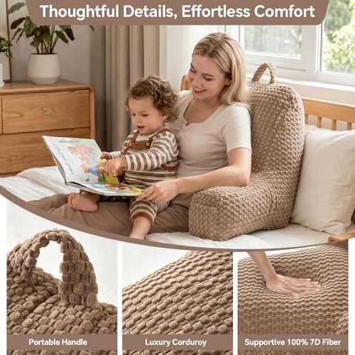 Sit Up Pillow for Reading Nook,Backrest for Teens,White Corduroy,M - Image 4