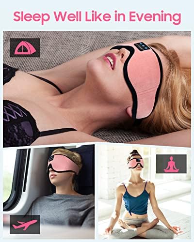 LC-dolida Sleep Headphones, Sleep Mask Bluetooth Wireless Music Eye Mask, Sleeping Headphones for Side Sleepers Sleep Mask with Bluetooth Headphones Ultra-Thin Stereo Speakers Perfect for Sleeping - Image 6