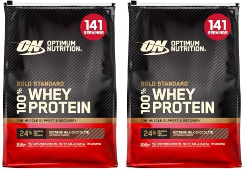 Optimum Nutrition Gold Standard 100% Whey Protein Powder, Extreme Milk Chocolate, 10 Pound (Packaging May Vary) (Pack of 2) by OPTIMUMNUTRITION