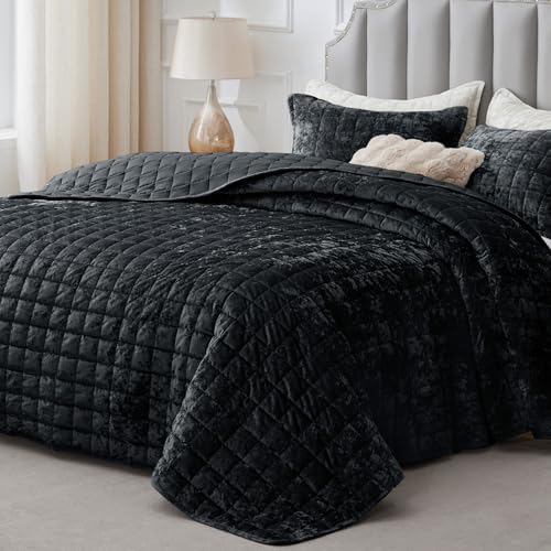 BEDELITE Velvet Quilt Set King Size, Luxury Velvet Comforter Bedding by BEDELITE