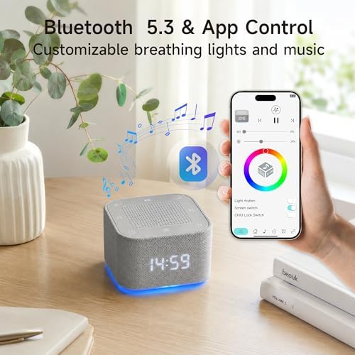 Sound Machine with 32 Non Looping Natural Soothing Sounds, White Noise Machine with Night Light, Sleep Timer Therapy for Baby Kids Adults, Gray - Image 6