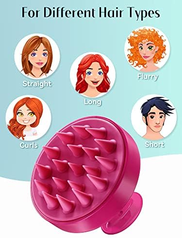 HEETA Scalp Massager Hair Growth, Soft Silicone Scalp Scrubber Shampoo Brush for Exfoliation, Dandruff Removal Head Massage Stress Relax, Wet & Dry Use for Thick Thin Curly Hair Care, Red - Image 6