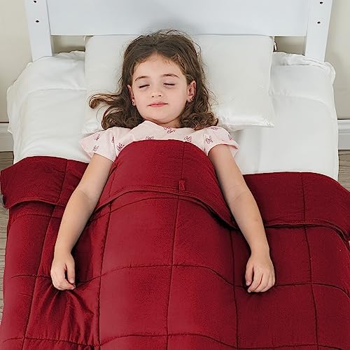 yescool Weighted Blanket (10 lbs, 41" x 60", Red) Cooling Heavy Blanket, Perfect for 90-110 lbs, Breathable Throw Blanket Gifts with Premium Glass Bead, Machine Washable - Image 5