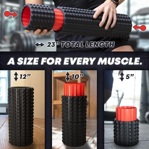 5-in-1 Long Foam Roller, 23" Long Back Roller for Physical Therapy with 5 Different Length Options, Muscle Trigger Points - Relieves Pain with Muscle Massage: Back, Shoulder, Foot, Legs, Arms, Neck - Image 2