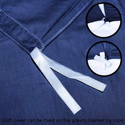 YEMYHOM 100% Cotton Weighted Blanket Cover 60"x80", Soft Removable Duvet Cover for Heavy Blanket, Machine Washable（Navy Blue） - Image 4