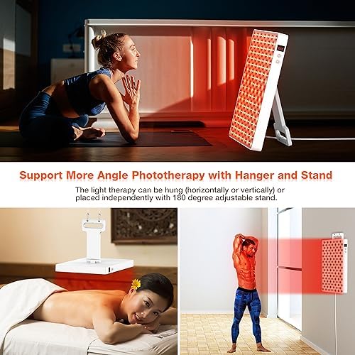 Red Light Therapy with Timing and 180° Adjustable Stand, Deep 660/850nm Near Infrared& Red Light Therapy Panel for Face Body, Skin Care, Home LED Therapy Lamp for Pain Relief of Muscles Joints,234LEDs - Image 3