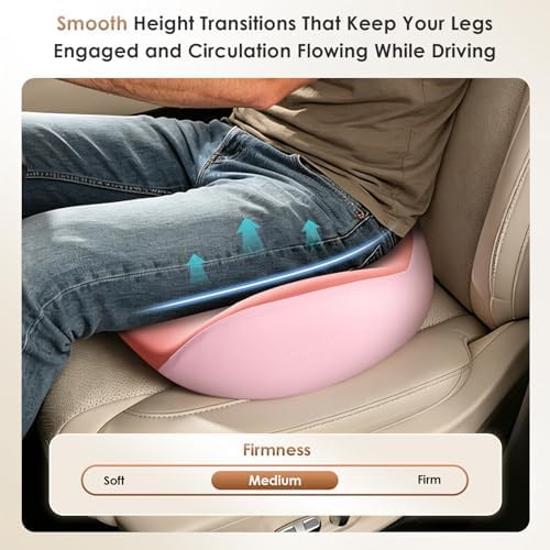 FLORICH Upgrade Large Car Seat Cushion for Long Sitting, Ergonomic Memory Foam Driving Seat Cushion for Back & Sciatica Pain Relief, Non-Slip Washable Seat Cushion for Car, Driver, Office-Pink - Image 6