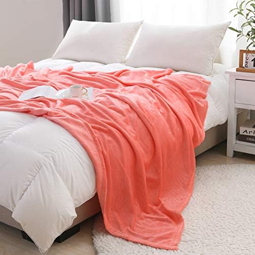 NANPIPER Flannel Fleece Living Coral Blanket Throw Size Luxury Microfiber Soft Throw 50" x 65" Fluffy Solid Throw Blanket for Couch/Bed - Image 2