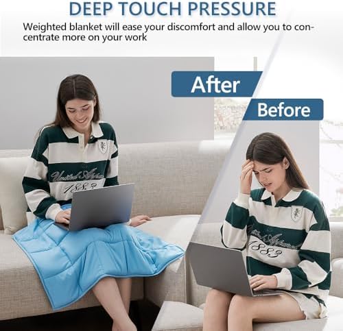 L'AGRATY Weighted Lap Pad 7lb: Small Weighted Blanket for Adults - Cooling Portable Travel Blanket for Relaxation Sleeping - Washable All-Season (29" x 24") - Image 4