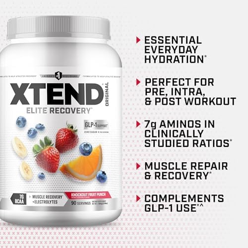 Xtend Original BCAA Powder with Zero Sugar, Knockout Fruit Punch, 90 Serv - Image 4