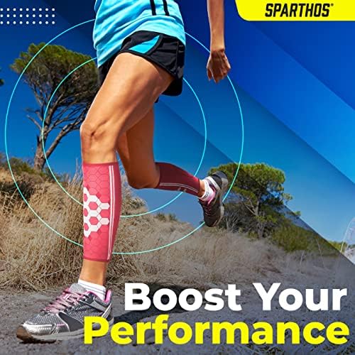 Sparthos Calf Compression Sleeves, Shin Splint Relief Men, Women - Pink-XL - Image 2