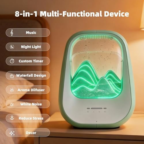 8-in-1 White Noise Sound Machine with Rain Drop Real Sound, Green - Image 2