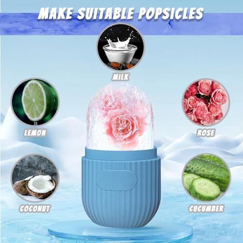 Joyeee Ice Face Roller, Reusable Silicone Mold Face Massage Eye Facial Beauty Skin Care Tools Apply Ice for Shrink Pores Anti Wrinkle Reduce Puffiness Improve Skin Elasticity, Striped - Image 5