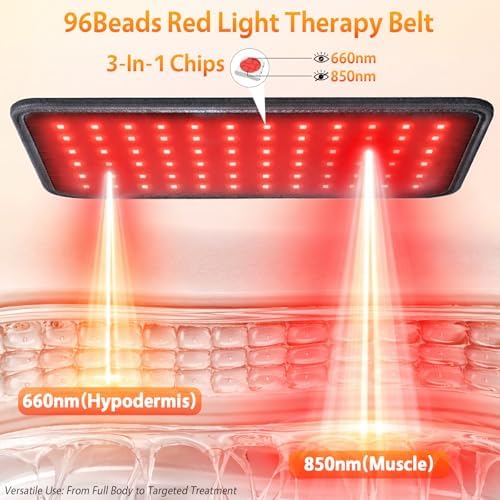 Red Light Therapy Belt for Body Cordless 660nm 850nm Heating Wrap (Grey) - Image 6