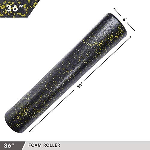 Day 1 Fitness High Density Muscle Foam Rollers - Sports Massage Rollers for Stretching, Physical Therapy, Deep Tissue, Myofascial Release - Ideal for Exercise and Pain Relief - Speckled Yellow, 36” - Image 3
