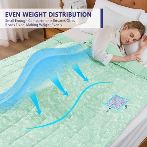 yescool Weighted Blanket for Adults (15 lbs, 60" x 80", Cerulean) Cooling Heavy Blanket for Sleeping Perfect for 140-160 lbs, Queen Size Breathable Blanket with Premium Glass Bead, Machine Washable - Image 4